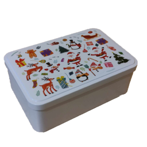 Boîte Motifs Noël 30 cookies caramel vanille