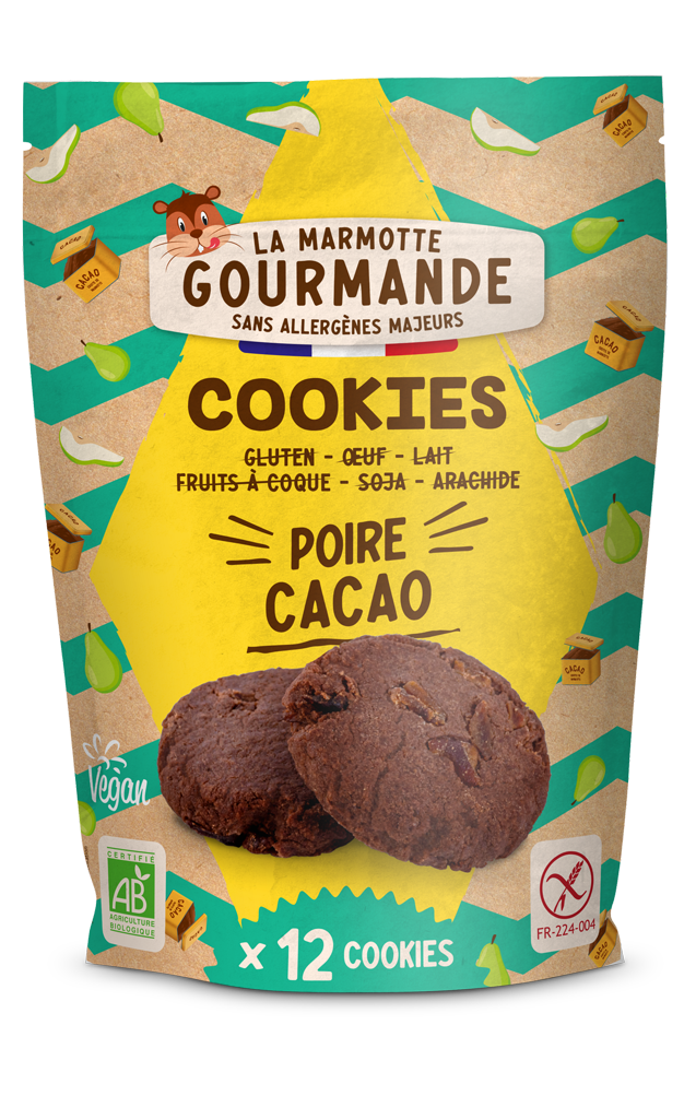 Cookies sans allergènes poire cacao