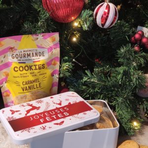 Boîte Joyeuses Fêtes 30 cookies caramel vanille