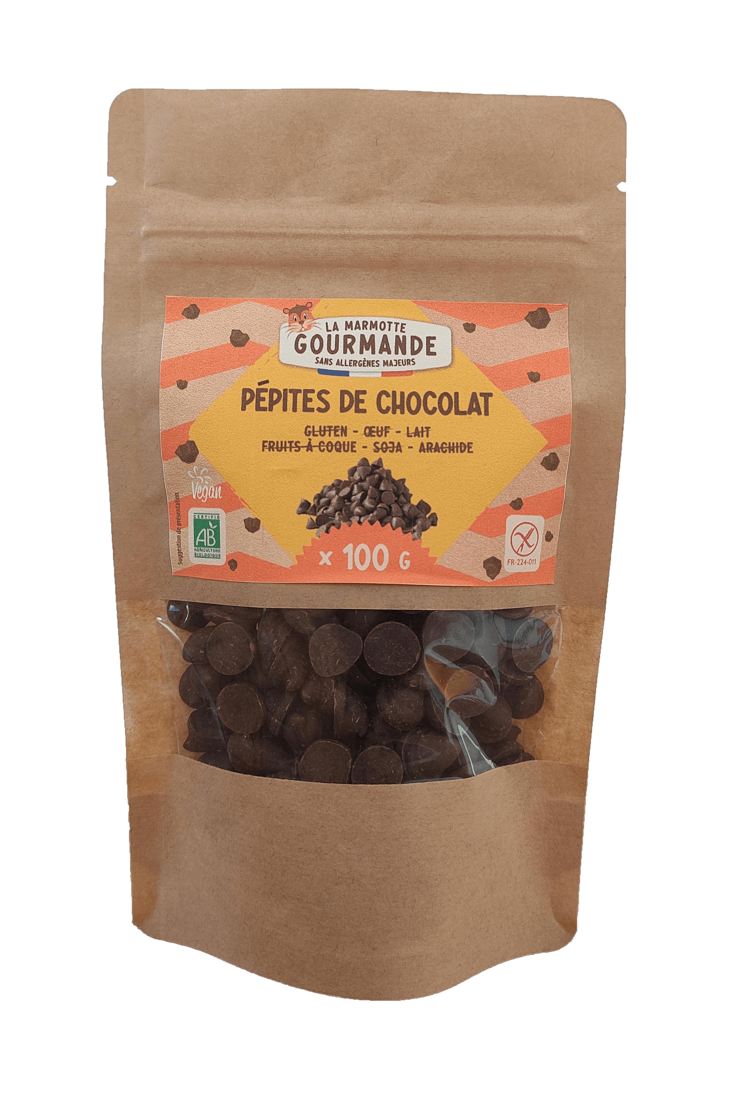 pépites de chocolat sans allergène