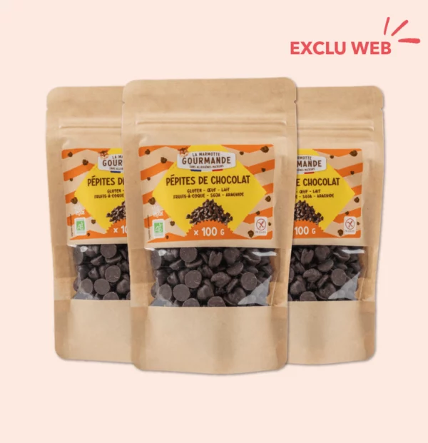 pack pépites chocolat sans fruits à coque sans lait