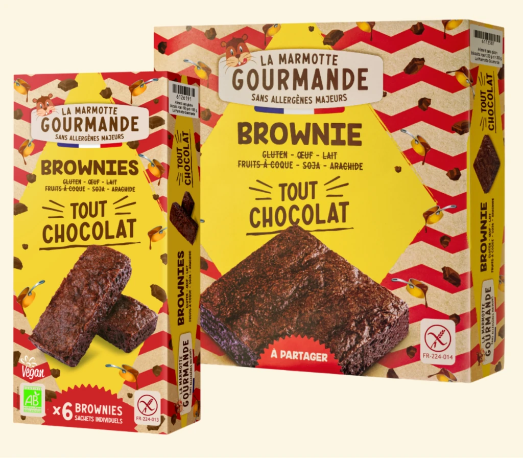 Brownie au chocolat sans allergènes majeurs