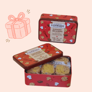 Boîte métal cookies pépites chocolat sans gluten sans allergènes cadeau