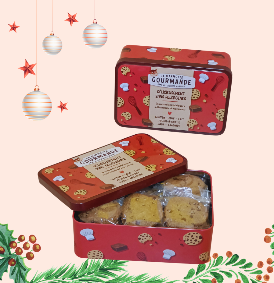 Boîte métal cookies pépites chocolat sans gluten vegan