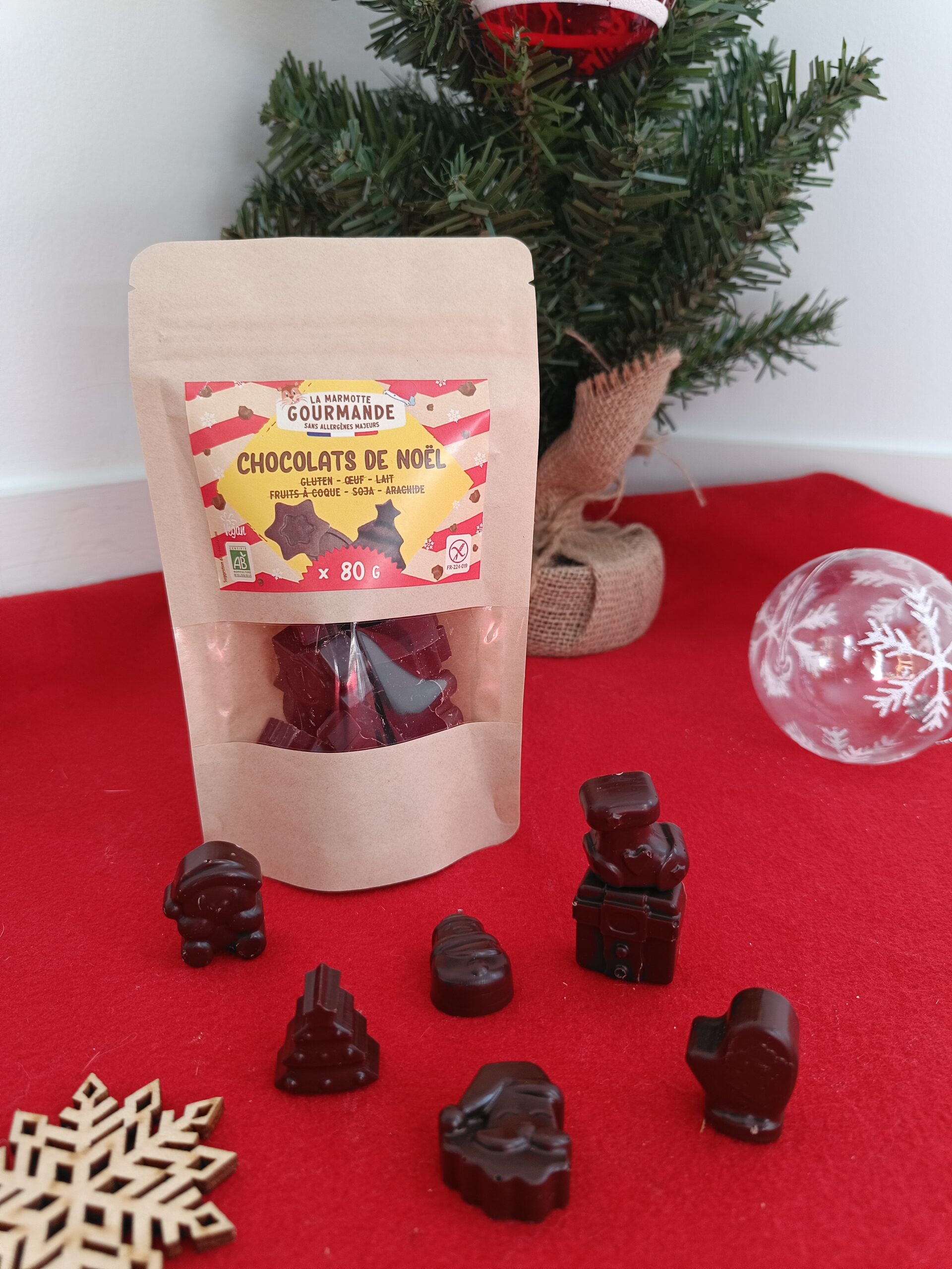 Figurines en chocolat sans lait sans allergènes majeurs Noël – Image 2