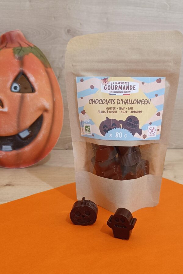 Sachet figurines chocolats sans lait sans allergènes majeurs Halloween 80g – Image 2
