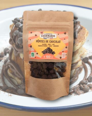 Pépites chocolat sans allergènes majeurs pour pancakes sans gluten et sans œuf