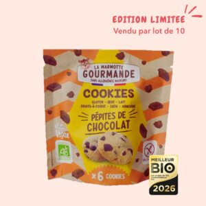 Sachet 6 cookies pépites chocolat sans gluten sans lait sans oeufs