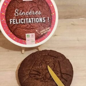 Cookie géant au chocolat sans gluten vegan | Boîte cadeau Félicitations