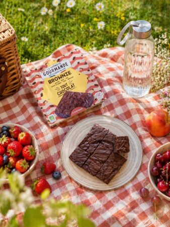 Pique-nique sans gluten, vegan et sans allergènes brownie La marmotte gourmande
